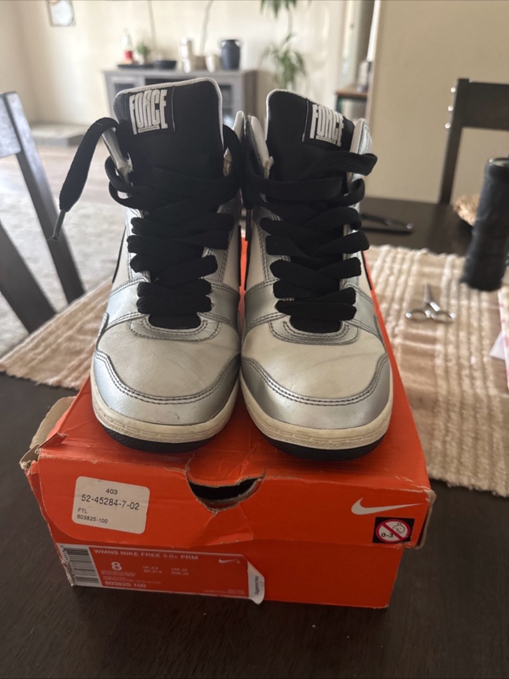 Nike White and Black Sneaker Tongue with Nike Swoosh